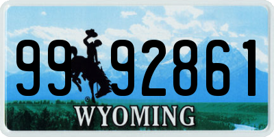 WY license plate 9992861