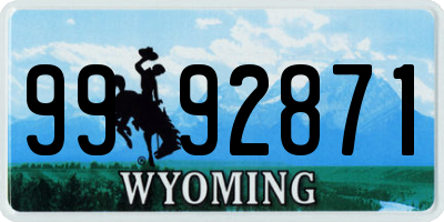 WY license plate 9992871