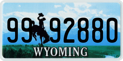 WY license plate 9992880
