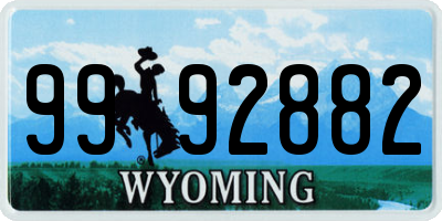 WY license plate 9992882