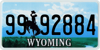 WY license plate 9992884