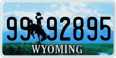 WY license plate 9992895