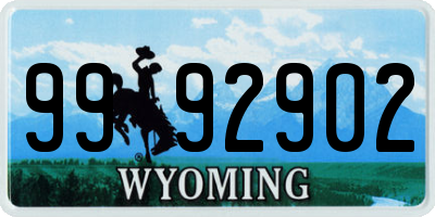 WY license plate 9992902