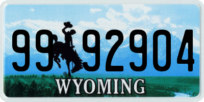 WY license plate 9992904