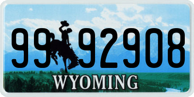 WY license plate 9992908