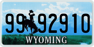 WY license plate 9992910