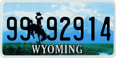 WY license plate 9992914