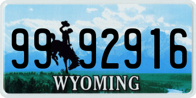 WY license plate 9992916