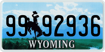 WY license plate 9992936