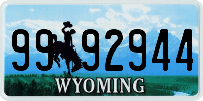 WY license plate 9992944