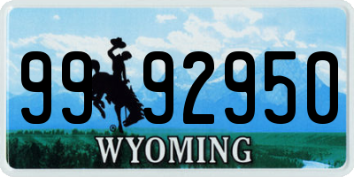 WY license plate 9992950