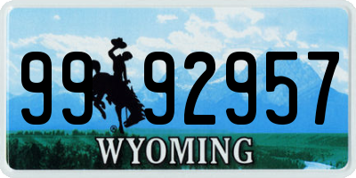 WY license plate 9992957
