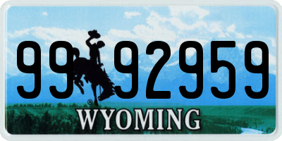 WY license plate 9992959