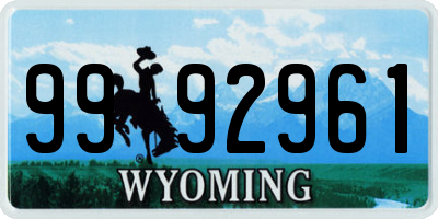 WY license plate 9992961