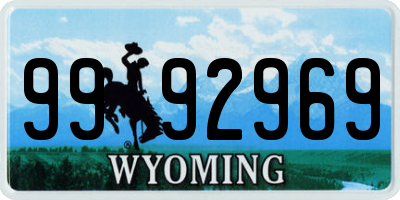 WY license plate 9992969