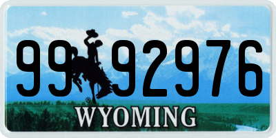 WY license plate 9992976
