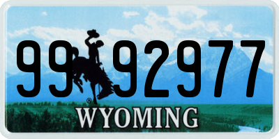 WY license plate 9992977