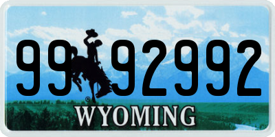 WY license plate 9992992