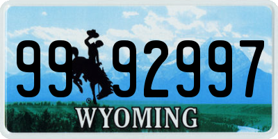 WY license plate 9992997