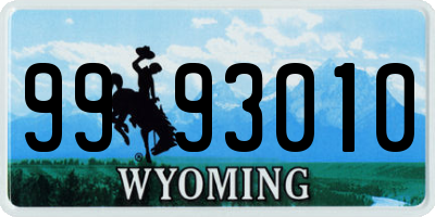 WY license plate 9993010