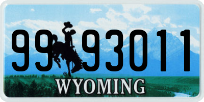 WY license plate 9993011
