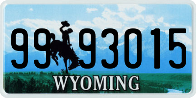 WY license plate 9993015