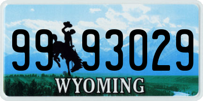 WY license plate 9993029