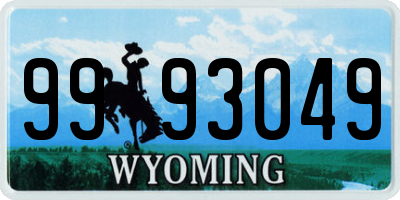 WY license plate 9993049