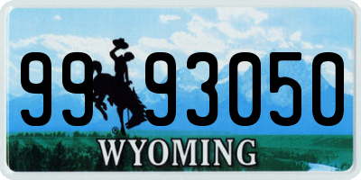 WY license plate 9993050