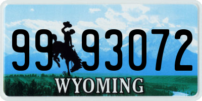 WY license plate 9993072