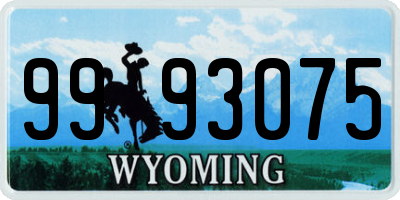 WY license plate 9993075