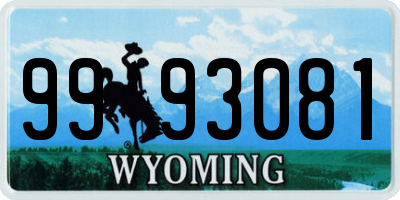 WY license plate 9993081