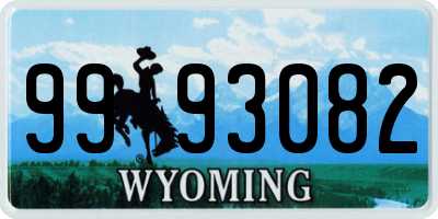 WY license plate 9993082