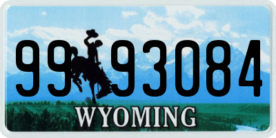 WY license plate 9993084