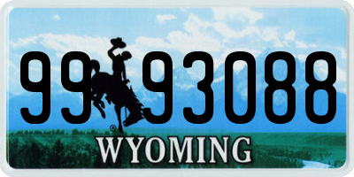 WY license plate 9993088