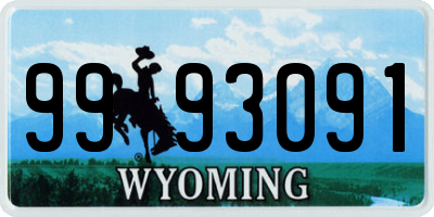 WY license plate 9993091