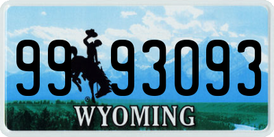 WY license plate 9993093