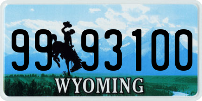 WY license plate 9993100