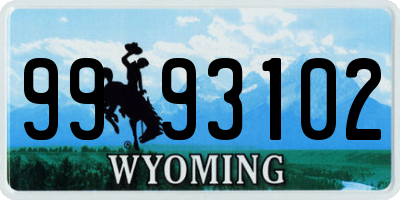 WY license plate 9993102