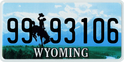 WY license plate 9993106