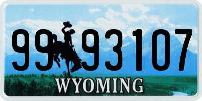 WY license plate 9993107