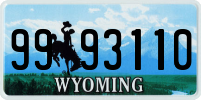 WY license plate 9993110