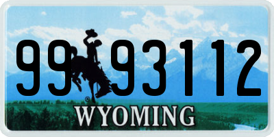 WY license plate 9993112