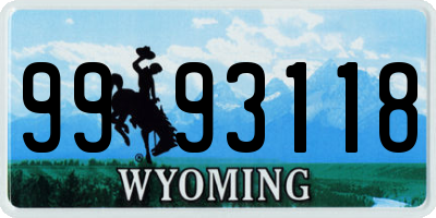 WY license plate 9993118