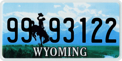 WY license plate 9993122