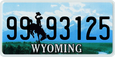 WY license plate 9993125