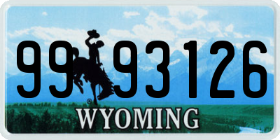 WY license plate 9993126