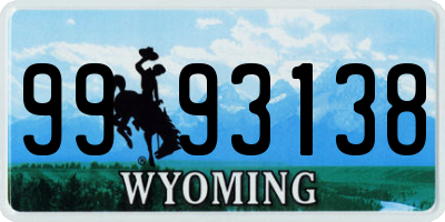 WY license plate 9993138