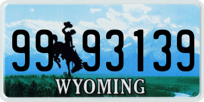 WY license plate 9993139