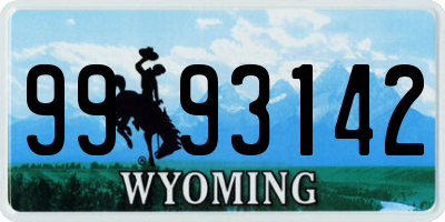 WY license plate 9993142